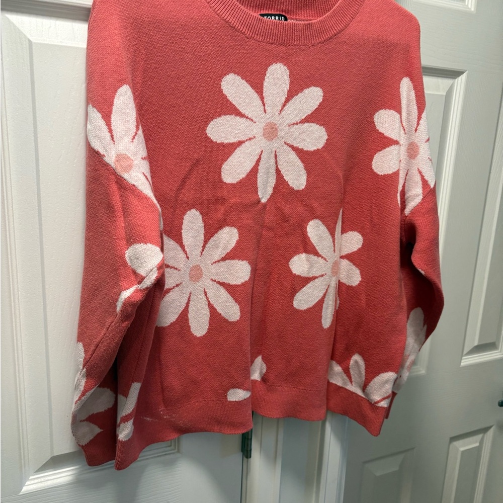 Torrid orange  Floral Crew Neck Sweater